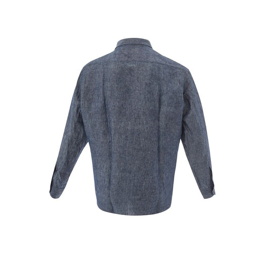 Lardini Elegant Flax Blue Shirt for Men $315.00 Lardini Luzworld