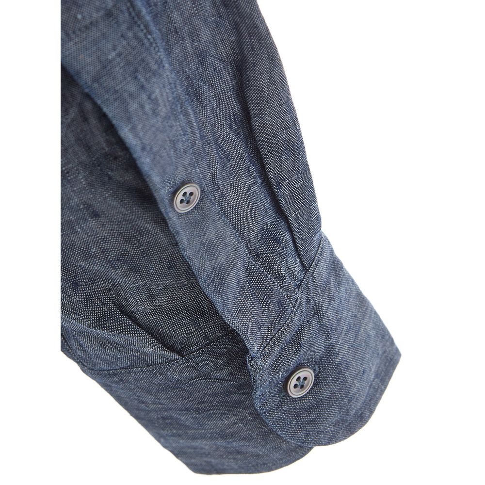 Lardini Elegant Flax Blue Shirt for Men $315.00 Lardini Luzworld