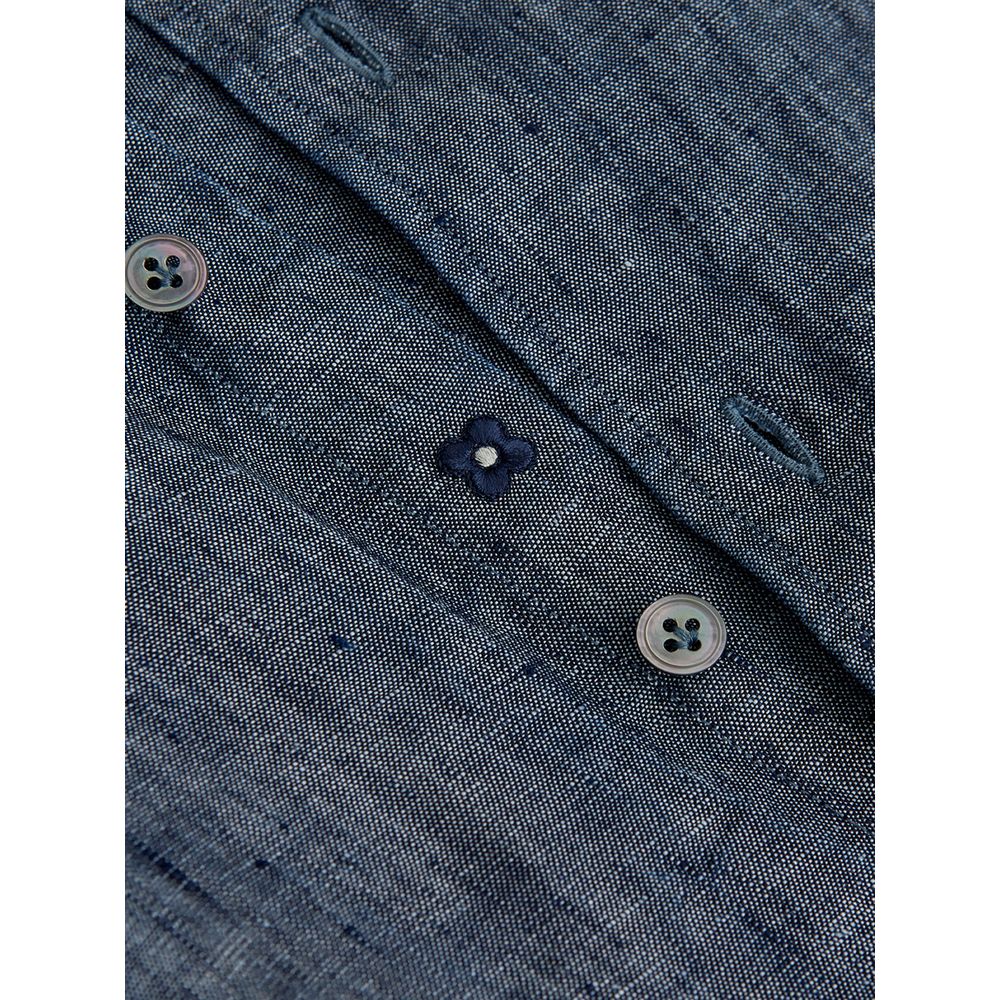 Lardini Elegant Flax Blue Shirt for Men $315.00 Lardini Luzworld