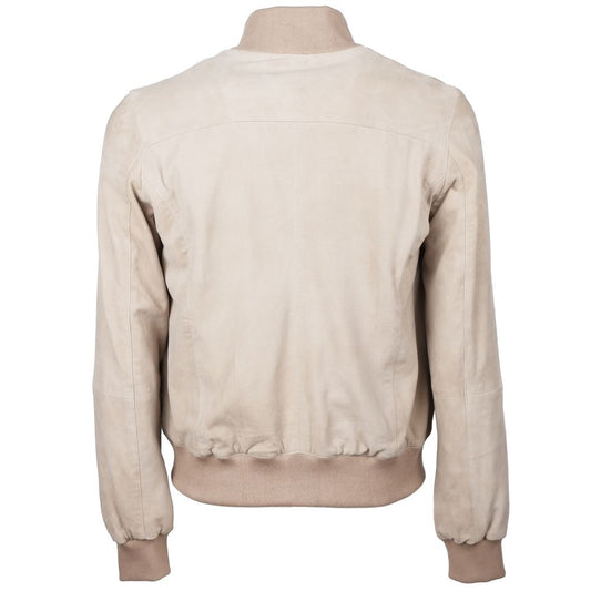 Emilio Romanelli Beige Calfskin Men Jacket $1068.00 Emilio Romanelli Luzworld