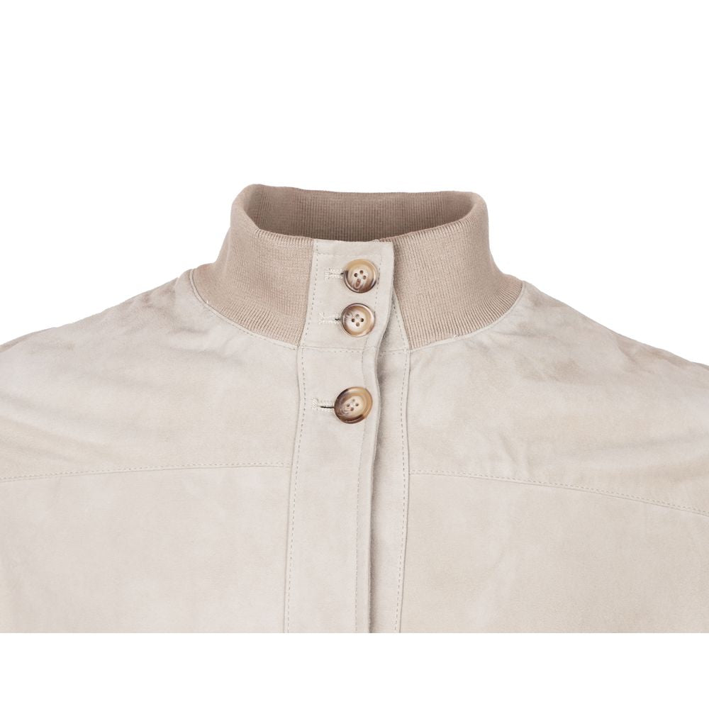 Emilio Romanelli Beige Calfskin Men Jacket $1068.00 Emilio Romanelli Luzworld