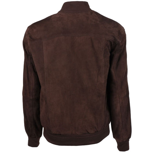 Emilio Romanelli Brown Calfskin Men Bomber Jacket $1068.00 Emilio Romanelli Luzworld