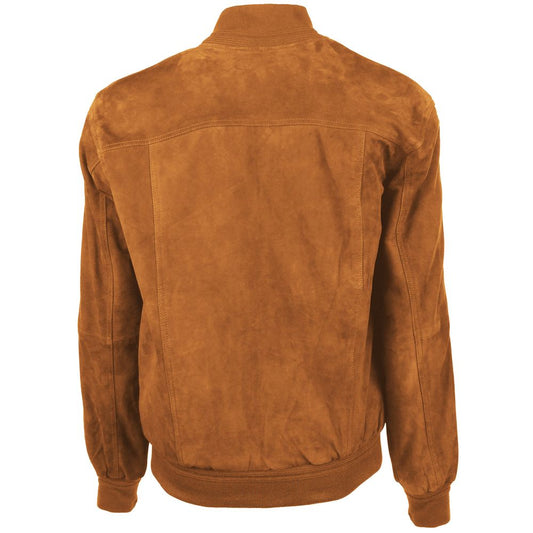 Emilio Romanelli Brown Calfskin Men Bomber Jacket $1068.00 Emilio Romanelli Luzworld
