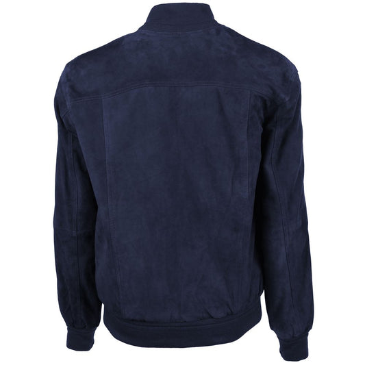 Emilio Romanelli Blue Calfskin Men Bomber Jacket $1068.00 Emilio Romanelli Luzworld