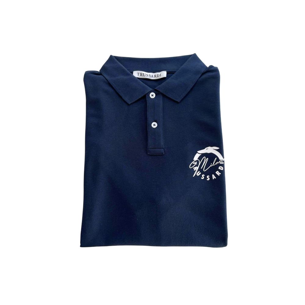 Trussardi Beachwear Blue Cotton Men's Polo Shirt $151.00 Trussardi Beachwear Luzworld