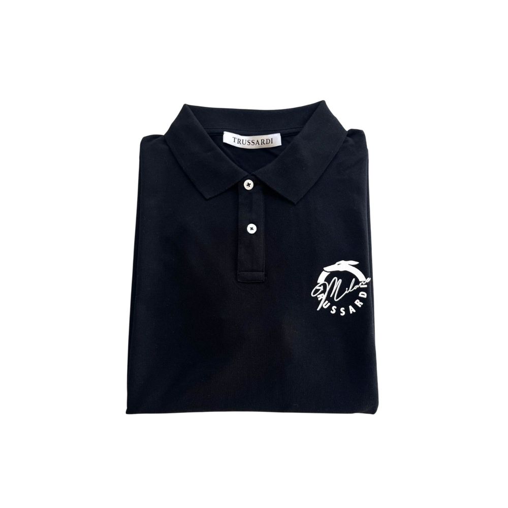 Trussardi Beachwear Black Cotton Men Polo Shirt $151.00 Trussardi Beachwear Luzworld