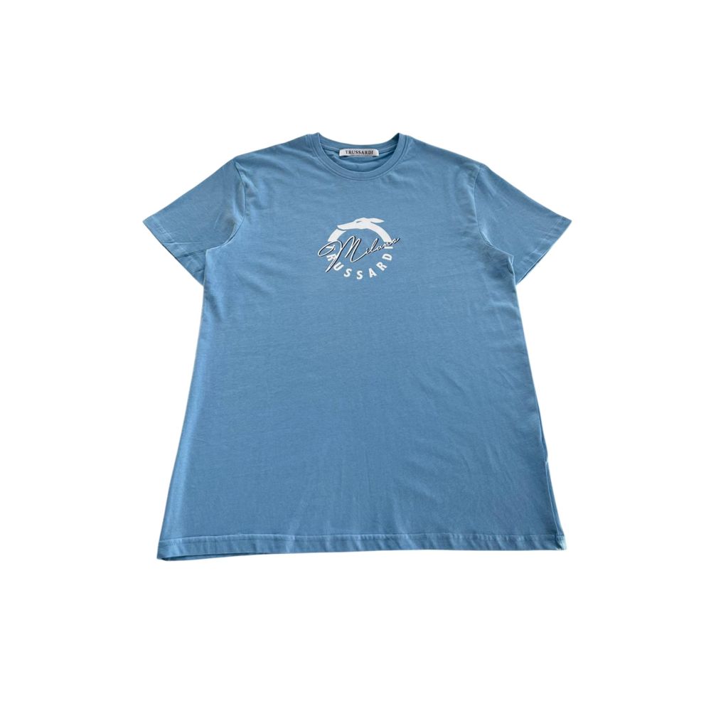 Trussardi Beachwear Light Blue Cotton Men T-Shirt $137.00 Trussardi Beachwear Luzworld