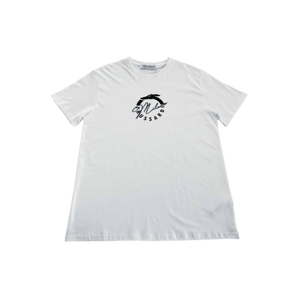 Trussardi Beachwear White Cotton Men T-Shirt $137.00 Trussardi Beachwear Luzworld