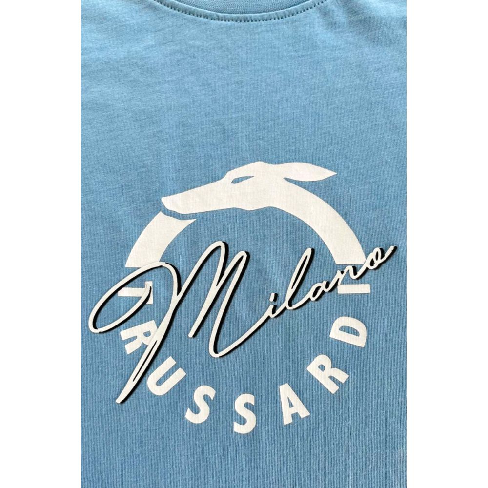 Trussardi Beachwear Light Blue Cotton Men T-Shirt $137.00 Trussardi Beachwear Luzworld