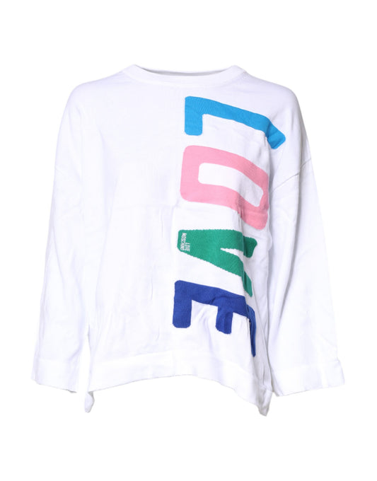 Love Moschino White Graphic Print Cotton Long Sleeves T-shirt $520.00 Love Moschino Luzworld