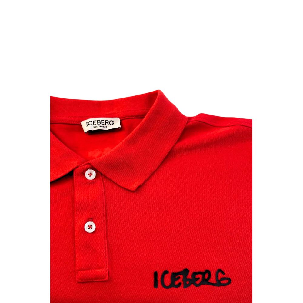 Iceberg Red Cotton Men Polo Shirt $162.00 Iceberg Luzworld