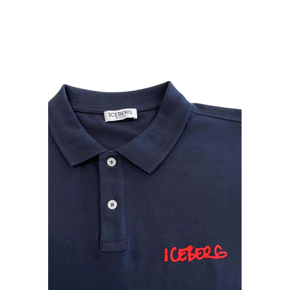 Iceberg Blue Cotton Men's Polo Shirt $162.00 Iceberg Luzworld