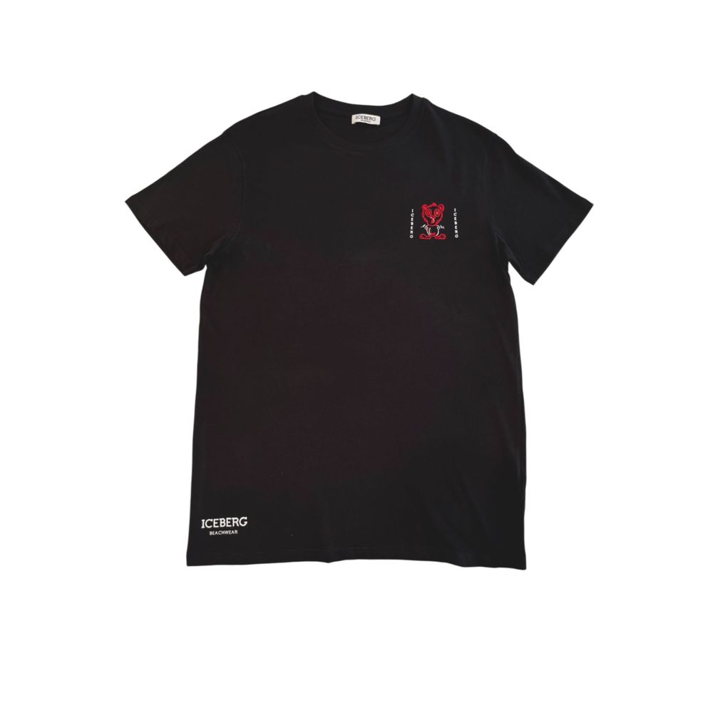 Iceberg Black Cotton Men T-Shirt $144.00 Iceberg Luzworld