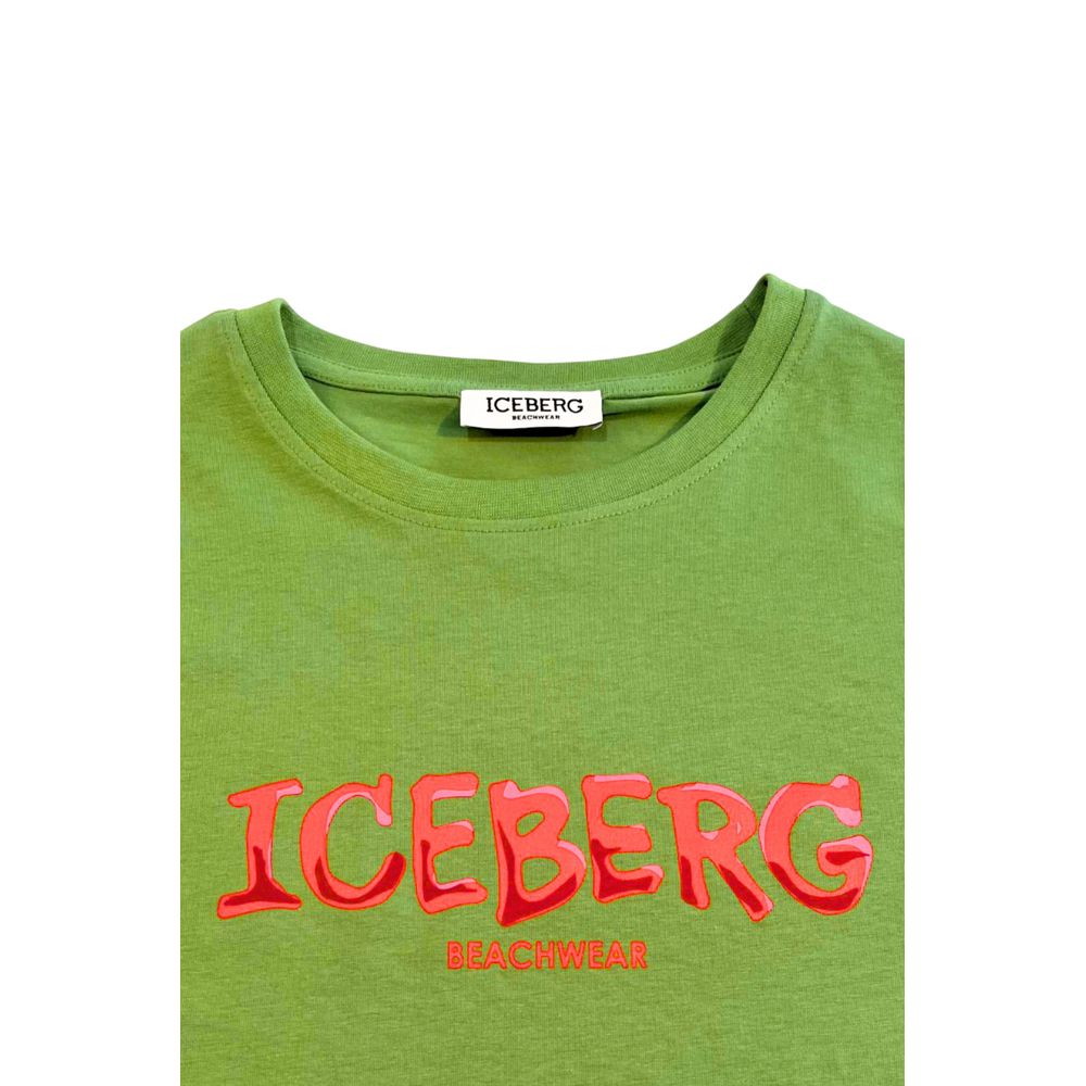 Iceberg Green Cotton Men T-Shirt $144.00 Iceberg Luzworld