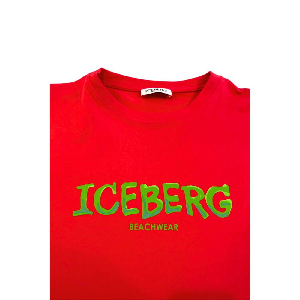 Iceberg Red Cotton Men T-Shirt $144.00 Iceberg Luzworld