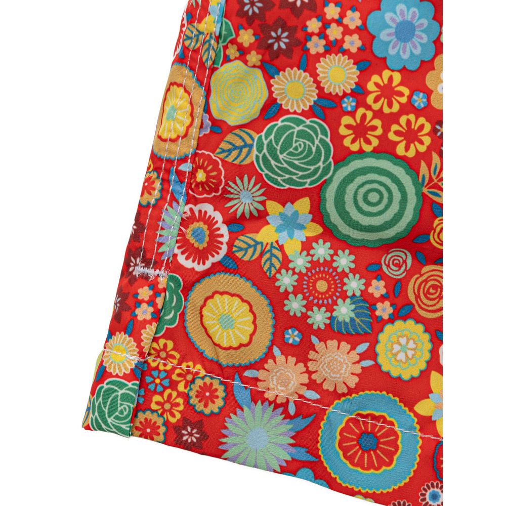 Isaia Red Polyester Swim Short $627.00 Isaia Luzworld