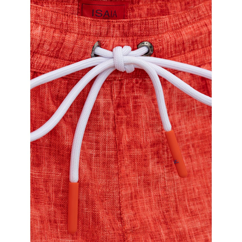 Isaia Red Polyester Swim Short $627.00 Isaia Luzworld