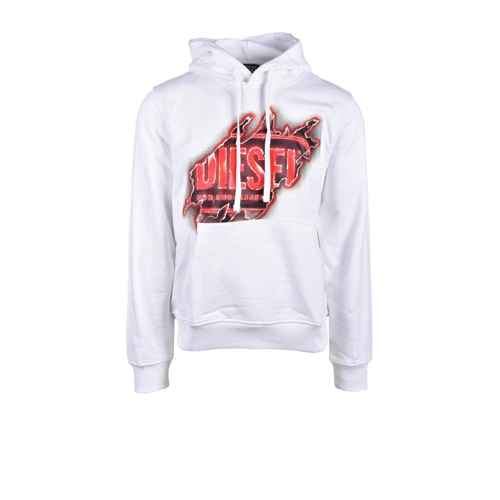 Diesel White Cotton Hoody
