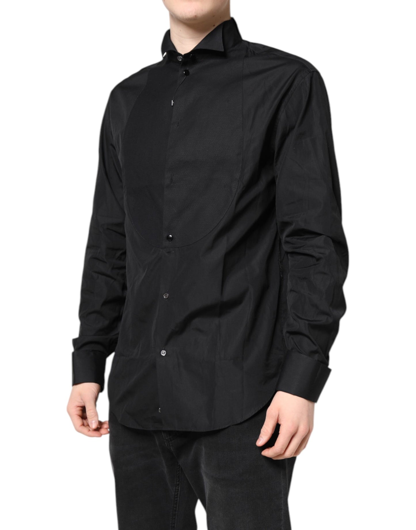Emporio Armani Black Cotton Long Sleeves Formal Dress Shirt $782.00 Emporio Armani Luzworld