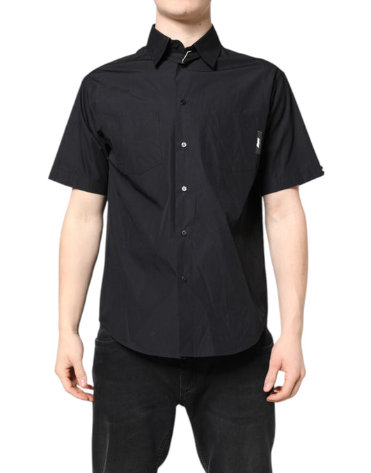 MSGM Black Printed Short Sleeves Collared Men Casual Shirt $559.00 MSGM Luzworld