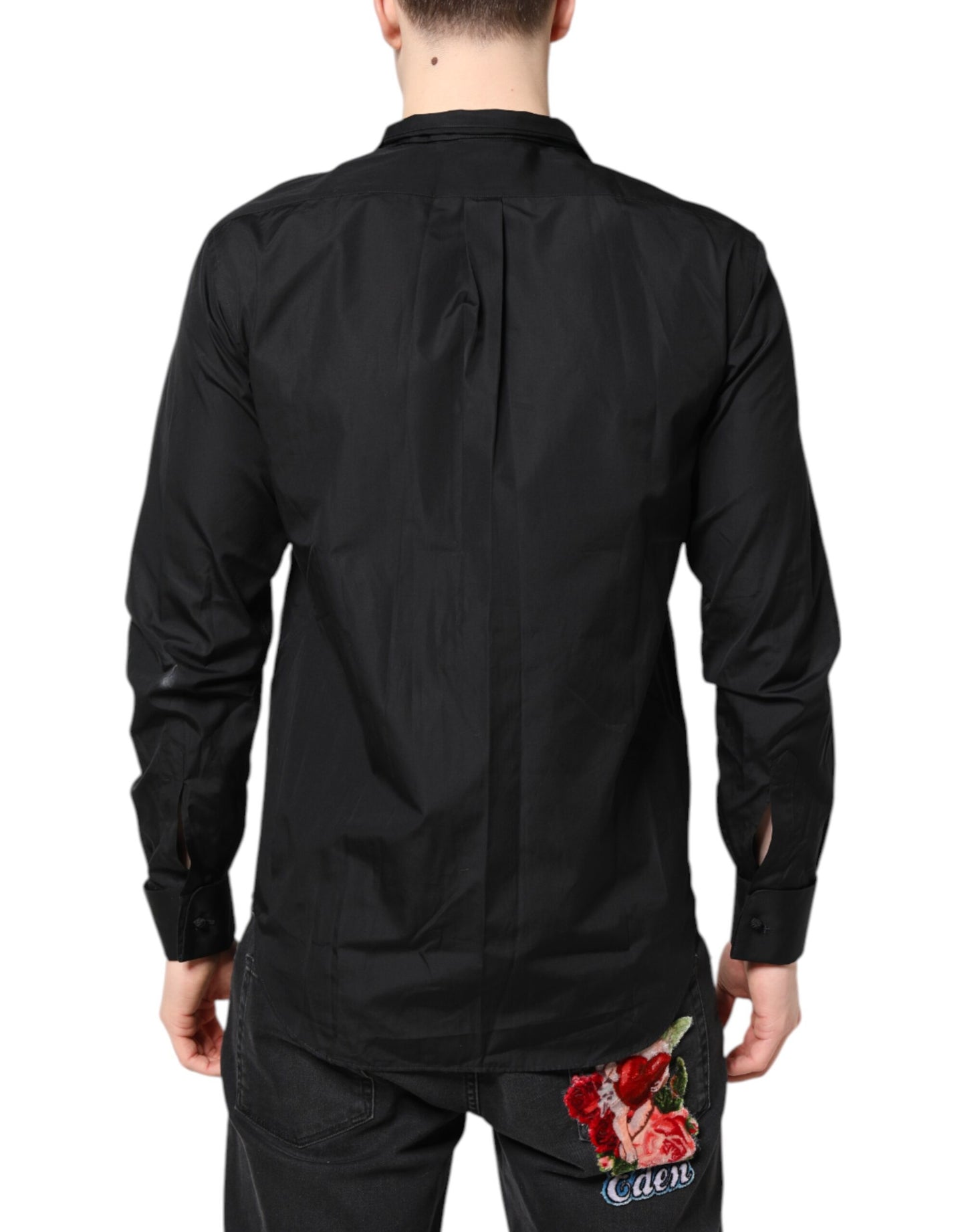 Emporio Armani Black Cotton Long Sleeves Men Formal Dress Shirt $702.00 Emporio Armani Luzworld