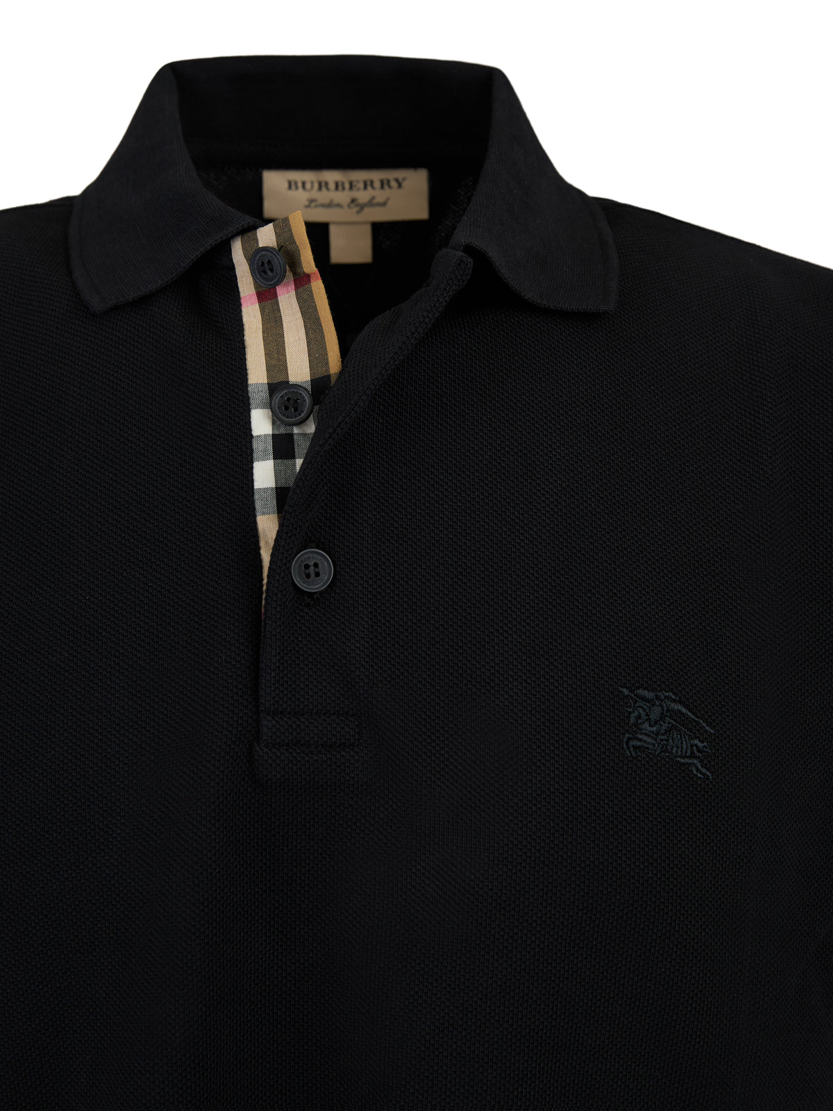 Burberry Black Cotton Collared Polo Shirt $705.00 Burberry Luzworld