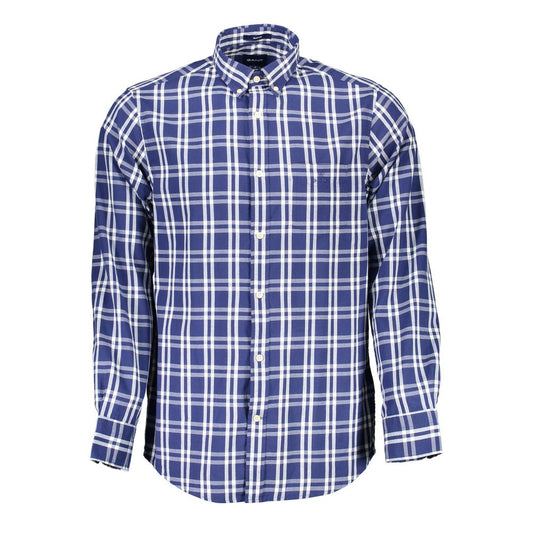 Gant Blue Cotton Men Shirt $216.00 Gant Luzworld