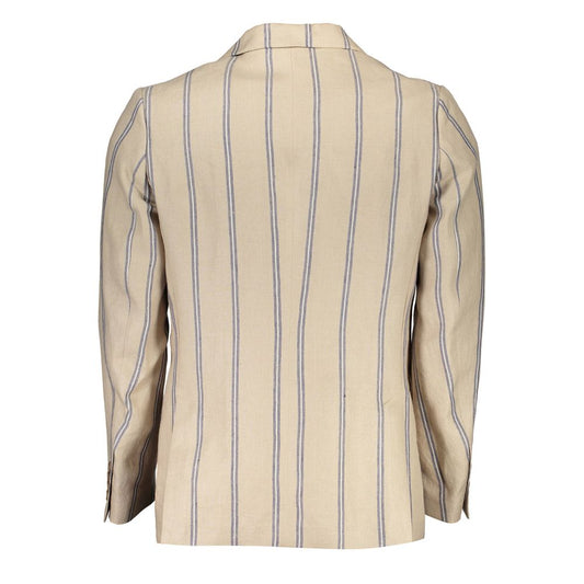 Gant Beige Linen Men Jacket $670.00 Gant Luzworld
