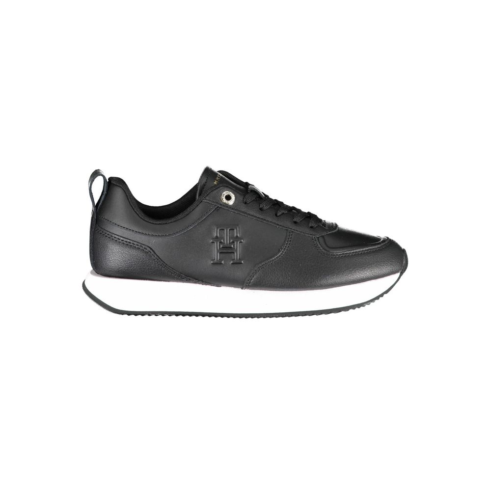 Tommy Hilfiger Black Leather Women Sneaker $271.00 Tommy Hilfiger Luzworld