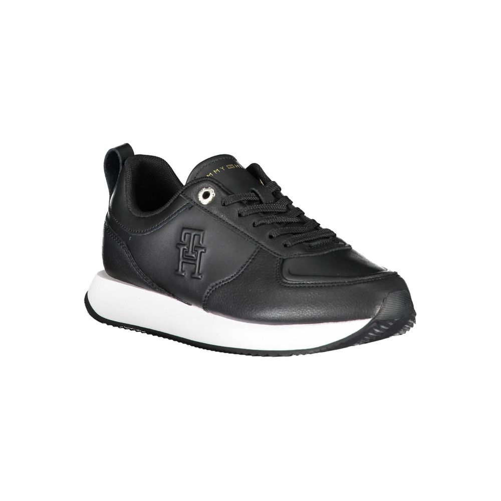 Tommy Hilfiger Black Leather Women Sneaker $271.00 Tommy Hilfiger Luzworld