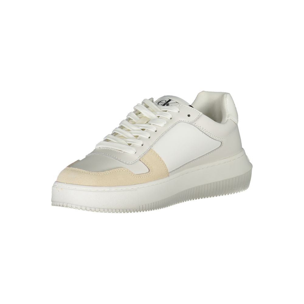 Calvin Klein Elegant White Lace-Up Sneakers with Contrast Detail $290.00 Calvin Klein Luzworld
