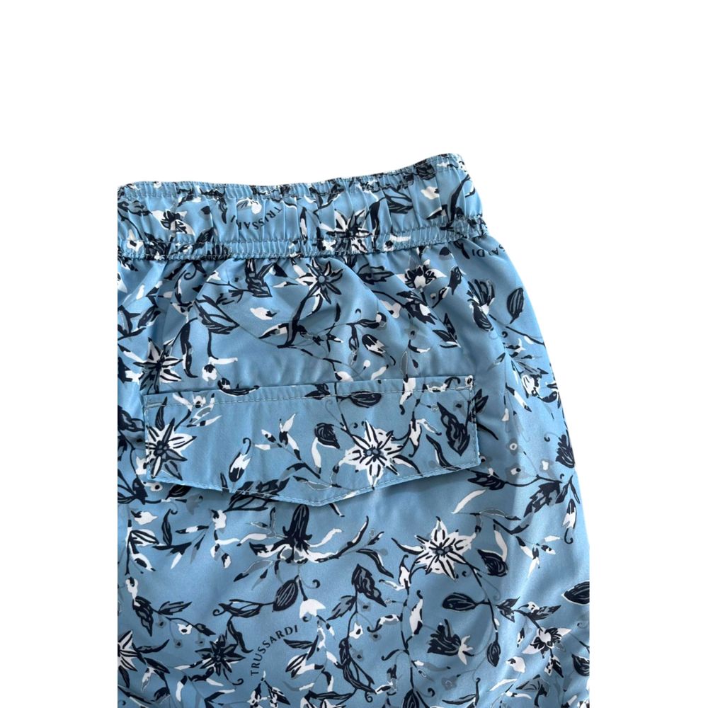 Trussardi Beachwear Light Blue Polyester Men Swim Short $142.00 Trussardi Beachwear Luzworld
