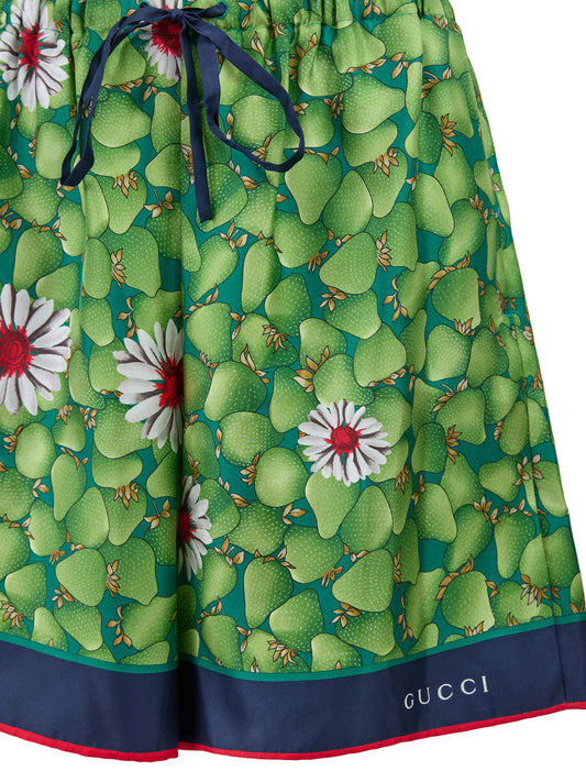 Gucci Green Flower Printed Silk Shorts $1585.00 Gucci Luzworld