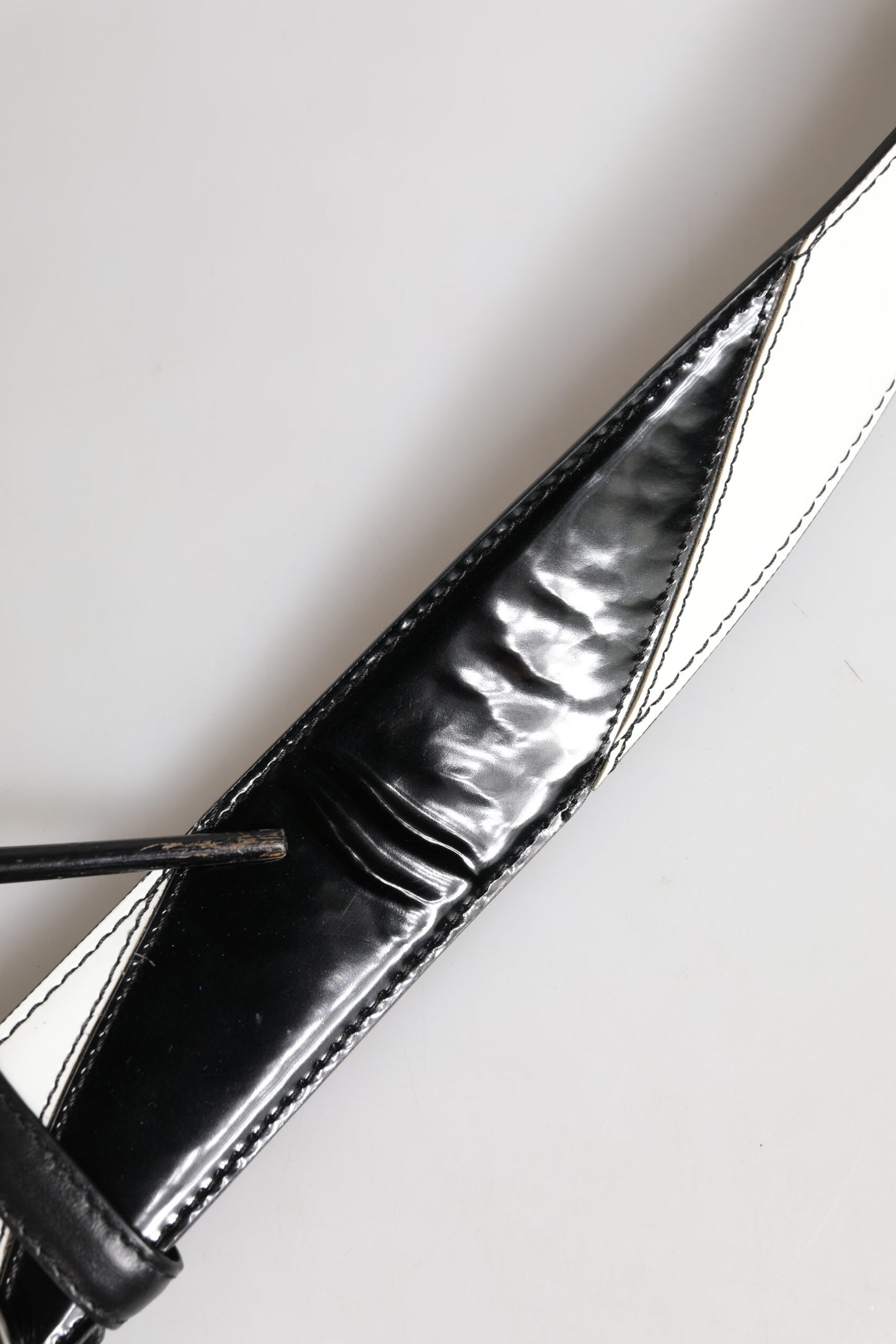 Dolce & Gabbana Black White Leather DG Metal Buckle Belt