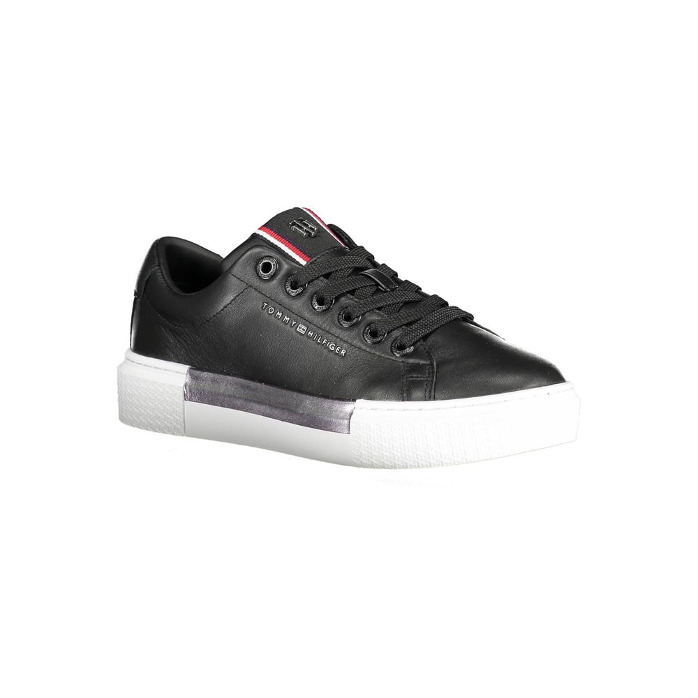 Tommy Hilfiger Black Leather Women Sneaker $254.00 Tommy Hilfiger Luzworld