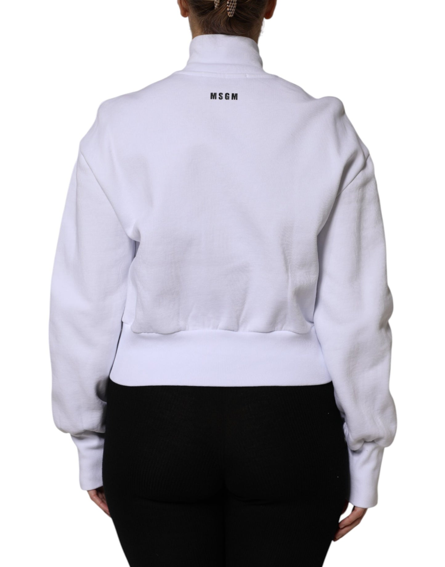 MSGM White Graphic Print Cotton Long Sleeves Full Zip Bomber Jacket $674.00 MSGM Luzworld