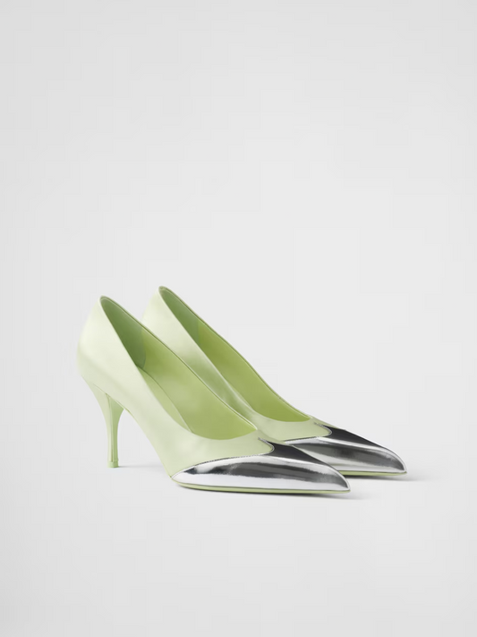 Prada Satin And Metallic Leather Pumps $1775.00 Prada Luzworld