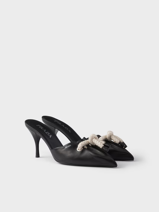 Prada Black Nappa Leather Rope Detail Sandals $1775.00 Prada Luzworld