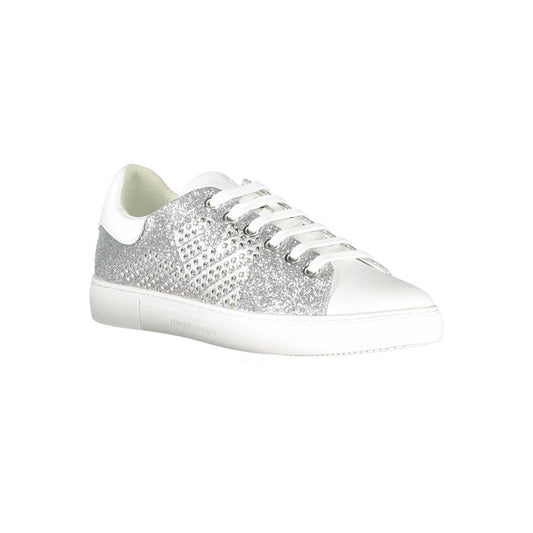 Emporio Armani Silver Leather Women Sneaker $555.00 Emporio Armani Luzworld