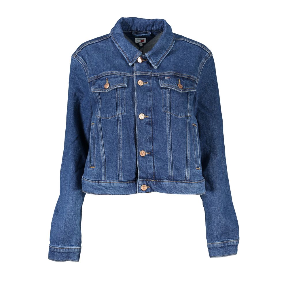 Blue denim jacket on a white background