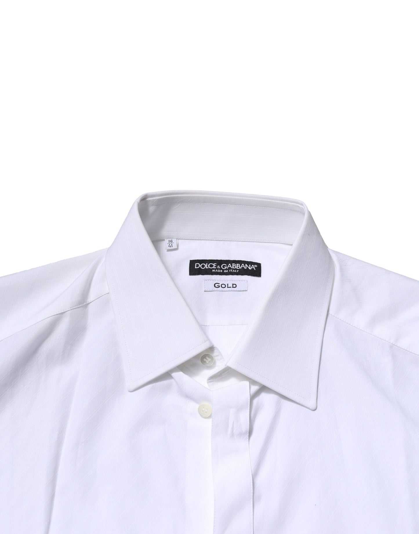 Dolce & Gabbana White GOLD Cotton Long Sleeves Men Formal Shirt