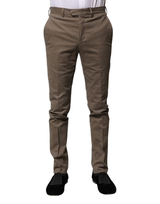 BENCIVENGA Brown Cotton Tapered Formal Dress Pants $239.00 BENCIVENGA Luzworld