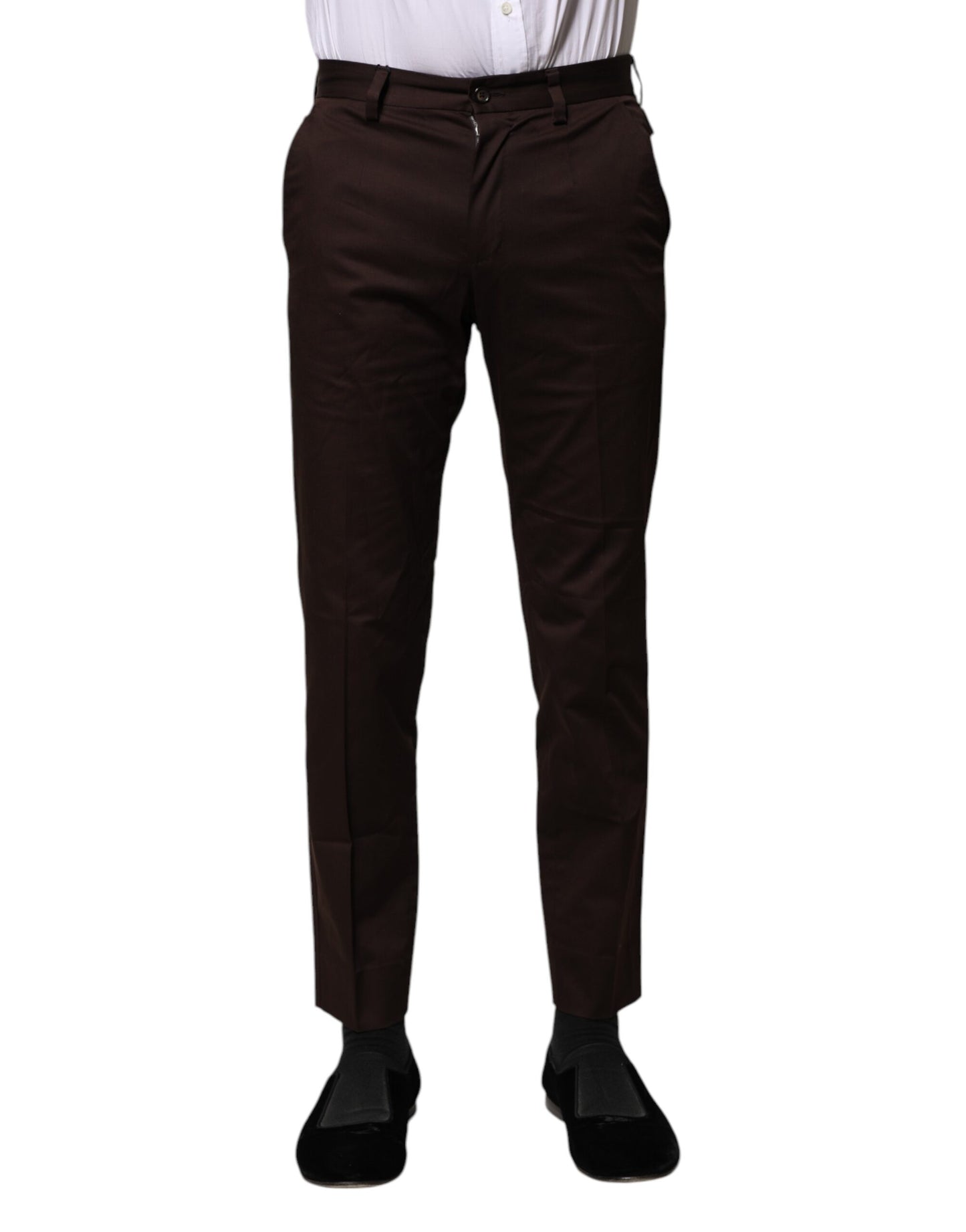 Dolce & Gabbana Brown Cotton Formal Dress Pants