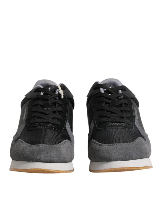 Trussardi Black Gray Lace Up Low Top Casual Sneakers Shoes $265.00 Trussardi Luzworld