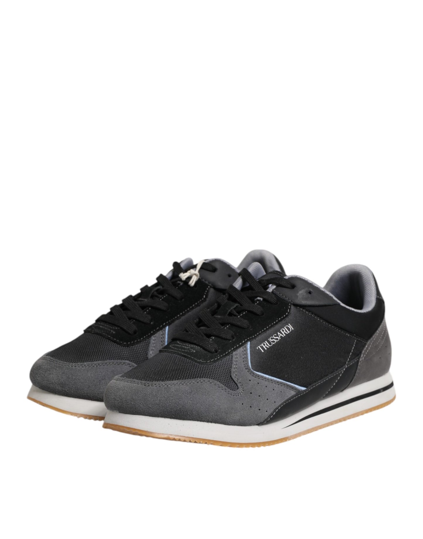 Trussardi Black Gray Lace Up Low Top Casual Sneakers Shoes $265.00 Trussardi Luzworld