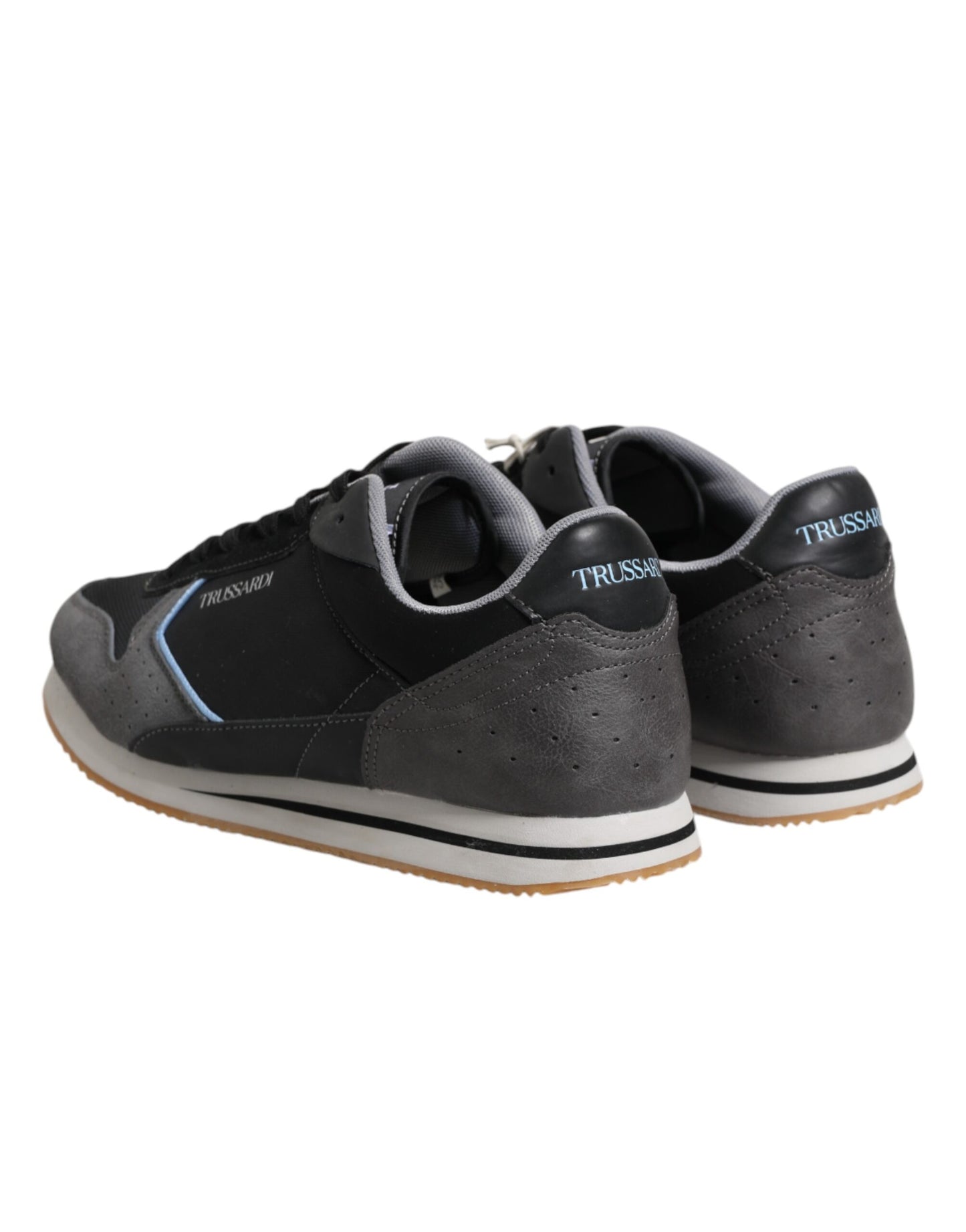 Trussardi Black Gray Lace Up Low Top Casual Sneakers Shoes $265.00 Trussardi Luzworld