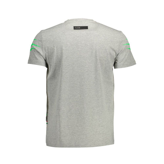 Plein Sport Gray Cotton Men T-Shirt $228.00 Plein Sport Luzworld