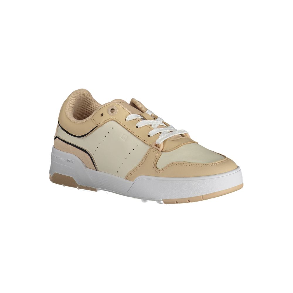 Tommy Hilfiger Beige Leather Women Sneaker $263.00 Tommy Hilfiger Luzworld