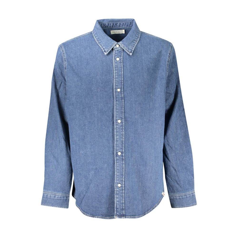 Calvin Klein Blue Cotton Men Shirt $218.00 Calvin Klein Luzworld