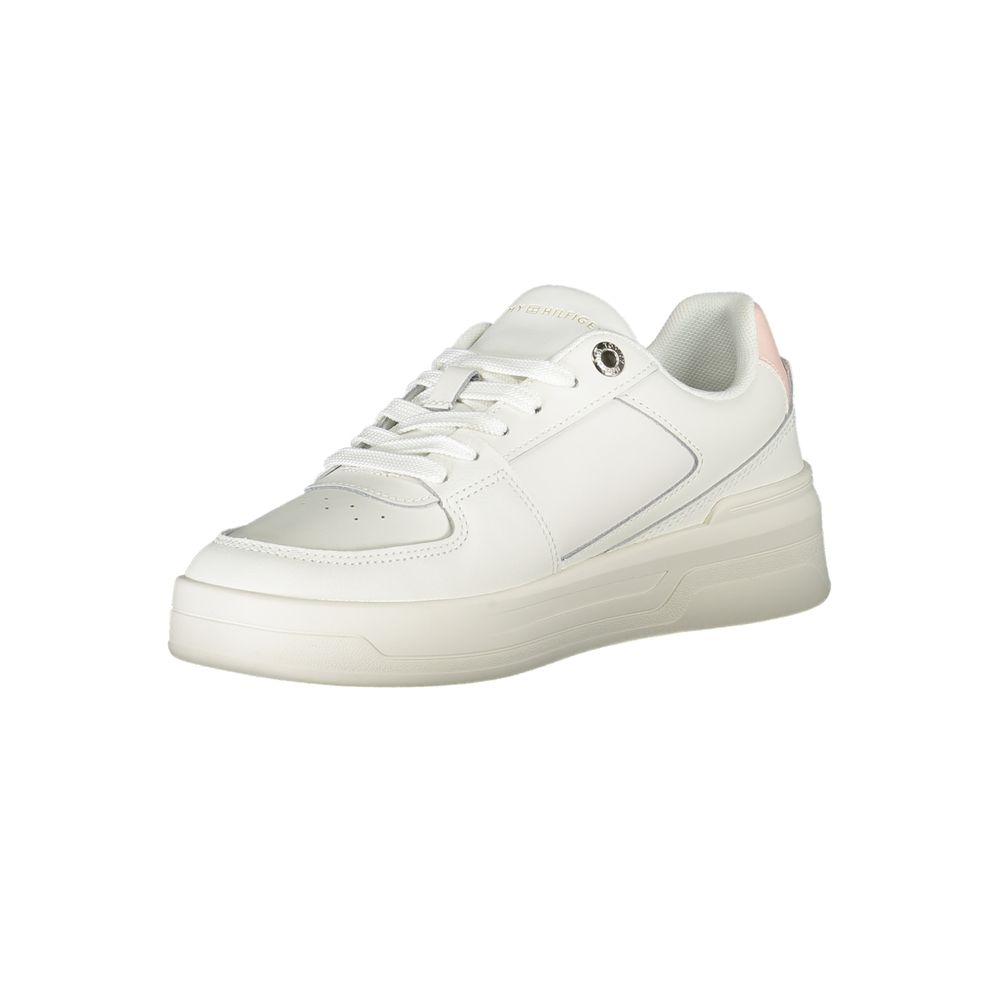 Tommy Hilfiger Elegant White Lace-Up Sneakers with Contrast Detail $255.00 Tommy Hilfiger Luzworld